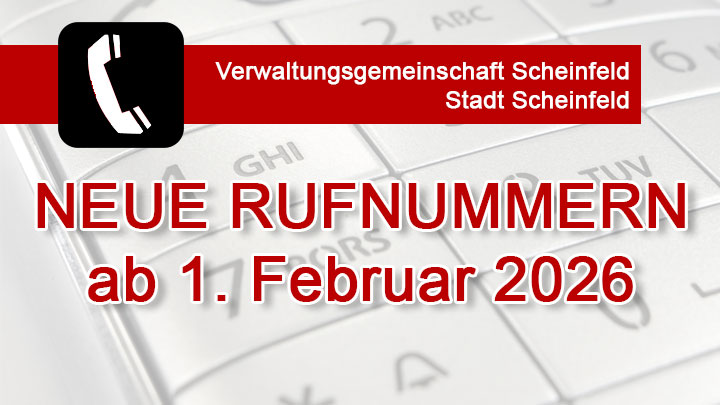 Hinweis auf neue Telefonnummern mit Ziffernblock im Hintergrund