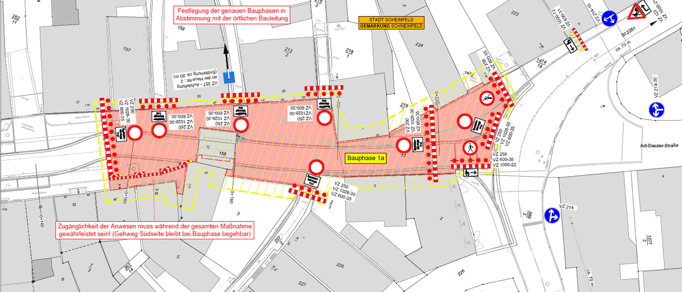 Plan der Straßensperrung in der Hauptstraße