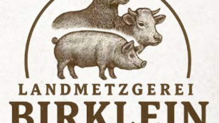 Logo der Landmetzgerei Birklein mit Hirsch, Rind und Schwein