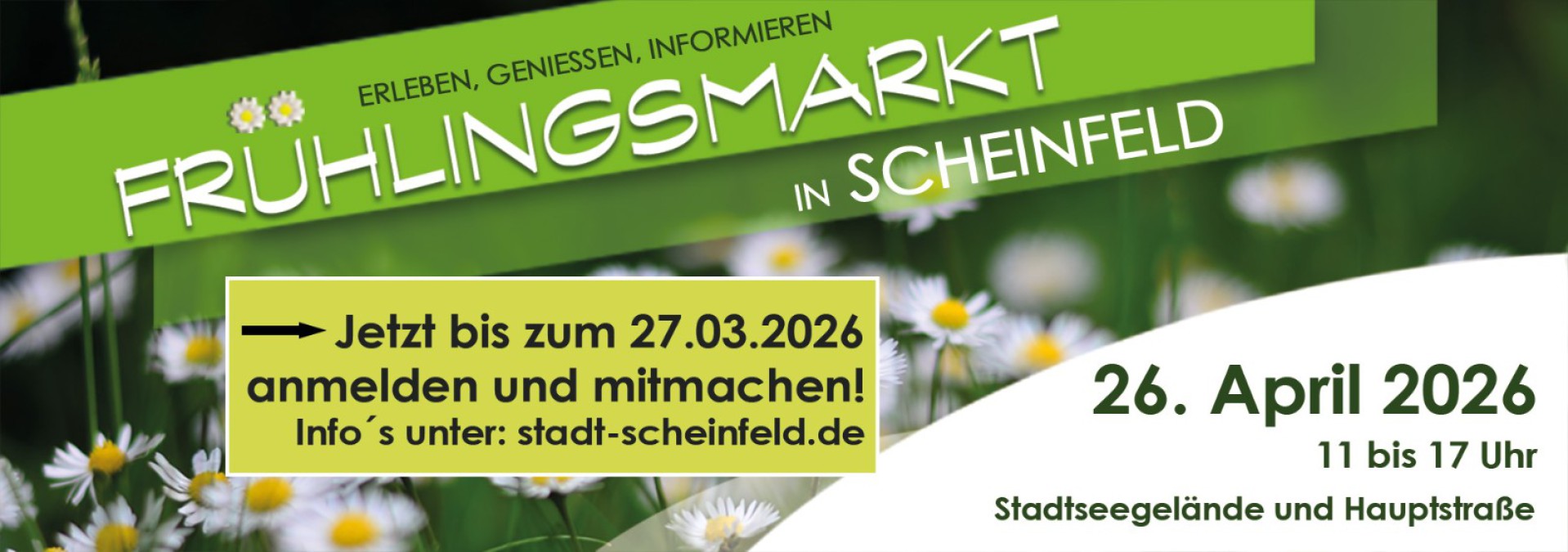 Hinweis auf Frühjahrsmarkt am 26.04.2026 und eine mögliche Anmeldung bis 27.03.2026