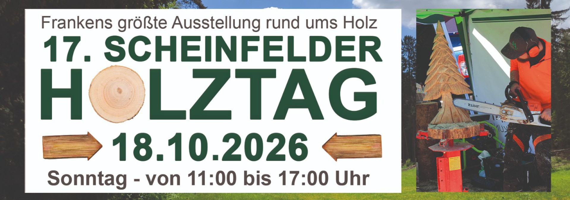 Banner mit Informationen zum Scheinfelder Holztag 2026
