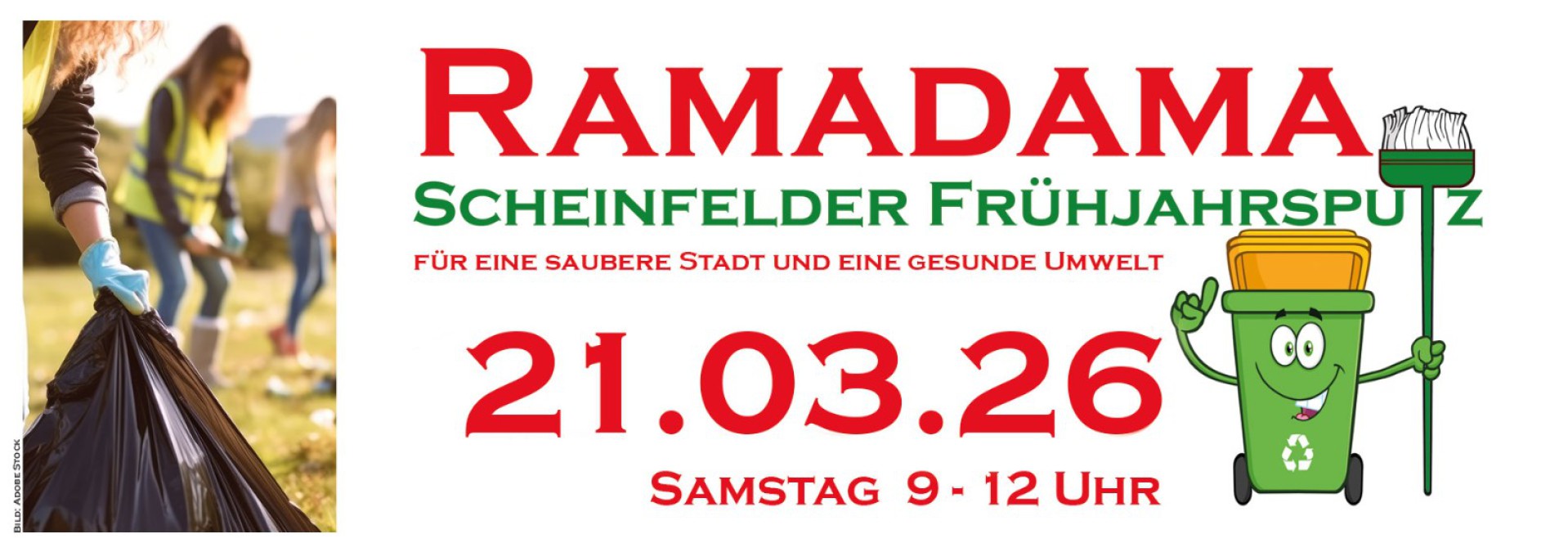 Hinweis auf die Putzaktion Ramadama am 21.03.2026